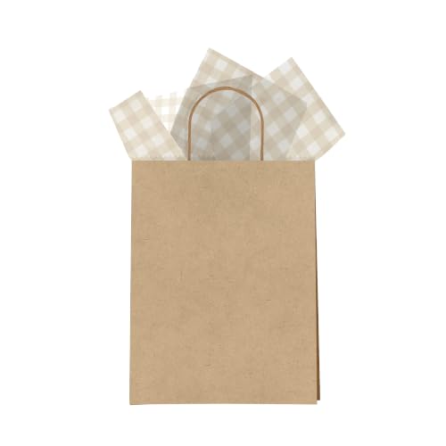 Beige Gingham Tissue Paper, 24 Sheets, 20 x 30 Inch Gift Wrap Tissue Paper - color: Beige Gingham