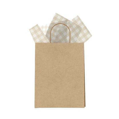 Beige Gingham Tissue Paper, 24 Sheets, 20 x 30 Inch Gift Wrap Tissue Paper - color: Beige Gingham
