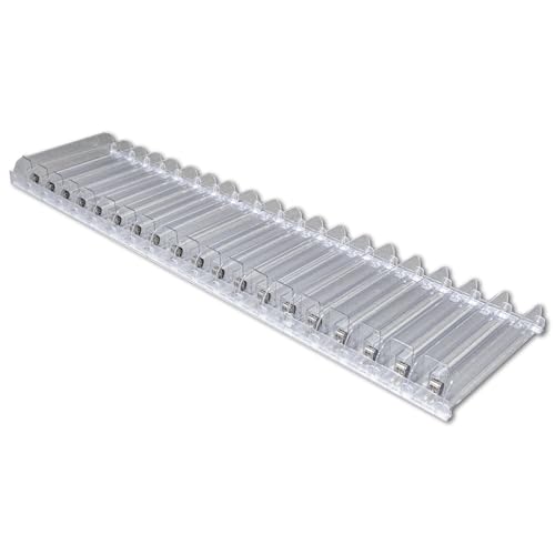 Auto Feed Shelf Product Pusher Kit, Adjustable Width Spring Loaded Merchandise Glider Pushing System, Kit for [1] 12" D x 24" L Shelf - [9 Shelf Pushers + 10 Dividers] - size: 24" Kit