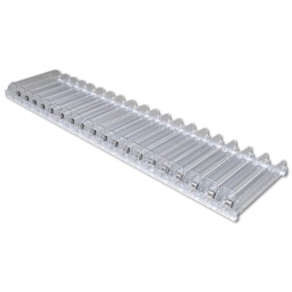 Auto Feed Shelf Product Pusher Kit, Adjustable Width Spring Loaded Merchandise Glider Pushing System, Kit for [1] 12" D x 24" L Shelf - [9 Shelf Pushers + 10 Dividers] - size: 24" Kit
