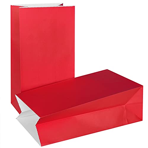 KEYYOOMY Small Red Paper Bags Red Goodie Bags (50 CT, 4.7x2.4x8.7 in) - color: Red, size: 4.7x2.4x8.7 in - Small