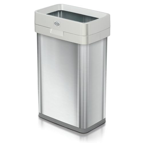 Clorox Slim Open Top Stainless Steel Trash Can, Silver, 13 Gallon / 50L - color: Stainless Open Top