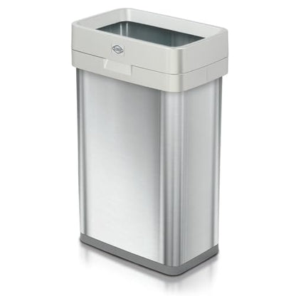 Clorox Slim Open Top Stainless Steel Trash Can, Silver, 13 Gallon / 50L - color: Stainless Open Top