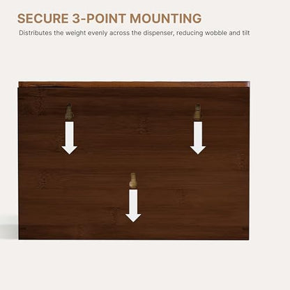 eBun Bamboo Paper Towel Dispenser with Removable Wooden Lid Tray, Brown - color: Brown