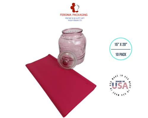Cranberry Tissue Paper Squares, Bulk 10 Sheets, Premium Gift Wrap and Art Supplies for Birthdays, Holidays, or Presents by Feronia packaging, Large 15 Inch x 20 Inch Made in USA - color: Cranberry