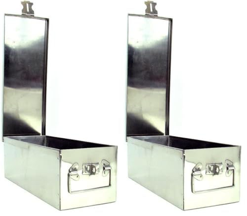 Stalwart Metal Lock Box with Folding Handle | Stackable Design | Secure Valuables | Silver | Pack of 2 - size: 1 Count (Pack of 2)