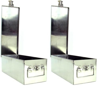 Stalwart Metal Lock Box with Folding Handle | Stackable Design | Secure Valuables | Silver | Pack of 2 - size: 1 Count (Pack of 2)