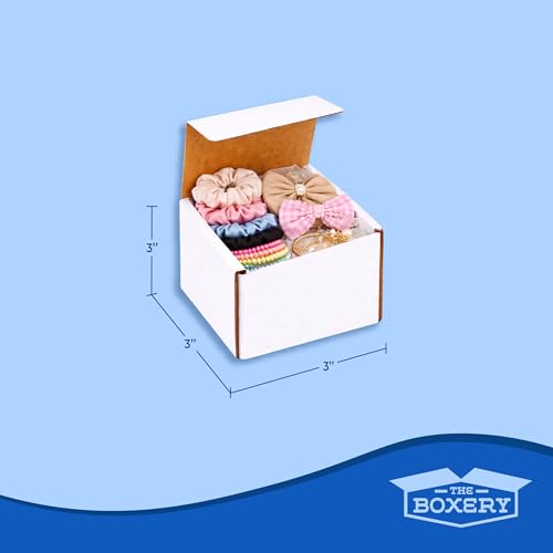 The Boxery Corrugated Mailers White Tuck Shipping Boxes (3x3x3) - size: 3x3x3