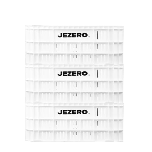 JEZERO Heavy-Duty Plastic Utility Tote | Reinforced Storage Crate for Heavy Loads | Durable & Reusable | 20" x 12" x 8", White, 3-Pack - color: White