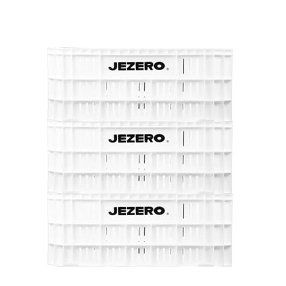 JEZERO Heavy-Duty Plastic Utility Tote | Reinforced Storage Crate for Heavy Loads | Durable & Reusable | 20" x 12" x 8", White, 3-Pack - color: White