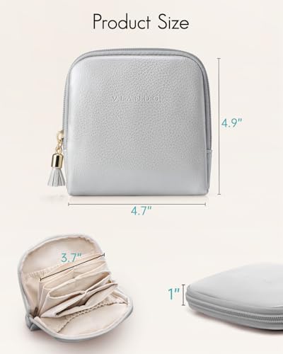 VLANDO Small Travel Jewelry Case,Velvet Pouch Bags with Zipper,Gray - color: B.Grey