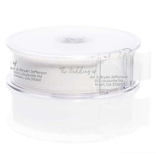 Clear The Wedding of Rolled Address Labels / 250 Personalized Return Address Labels/Designer Address Stickers in Elegant Plastic Dispenser - size: 250 Labels, style: Clear The Wedding of