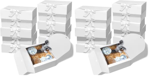 BoShahai 10 PCS Gift Boxes with Lids, 10.6x7.8x3.1 Inch Kraft Paper Gift Box, White with Ribbon, Bridesmaid Proposal Box for Wedding, Packaging, Present, Birthday, Cupcake (Pack of 2) - color: White, size: 10.6x7.8x3.1 Inch (Pack of 2)