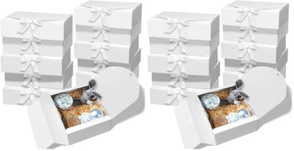 BoShahai 10 PCS Gift Boxes with Lids, 10.6x7.8x3.1 Inch Kraft Paper Gift Box, White with Ribbon, Bridesmaid Proposal Box for Wedding, Packaging, Present, Birthday, Cupcake (Pack of 2) - color: White, size: 10.6x7.8x3.1 Inch (Pack of 2)