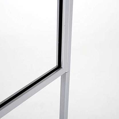 M&T Displays Metal Eco Info Board, Silver 22x28 Inches Slide-In Poster Sign Holder 1 Tier Double Sided Floor Standing Pedestal Advertising Display with Backing and Anti-Glare PET Cover
