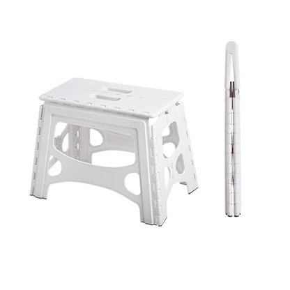 Folding Step Stool, 13IN Step Stool for Adults, Collapsible Camping Stool for Indoor and Outdoor Use, Picnic, White