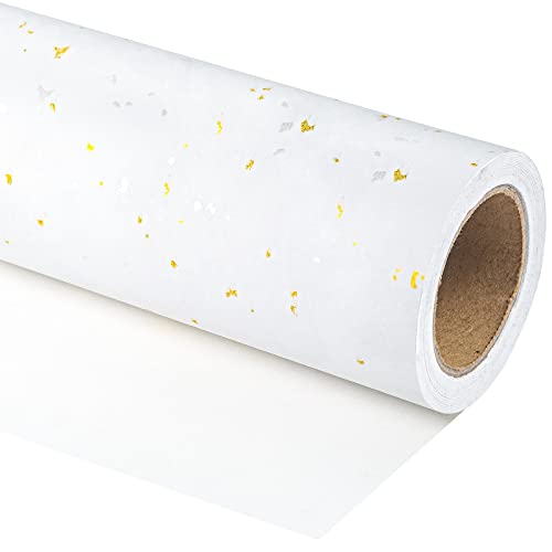 WRAPAHOLIC White Wrapping Paper Roll - Mini Roll - 17 Inch x 16.5 Feet - White Gold Design with Silky Touch Perfect for Birthday, Wedding, Baby Shower, Holiday - color: White, size: 17 inch x 16.5 feet
