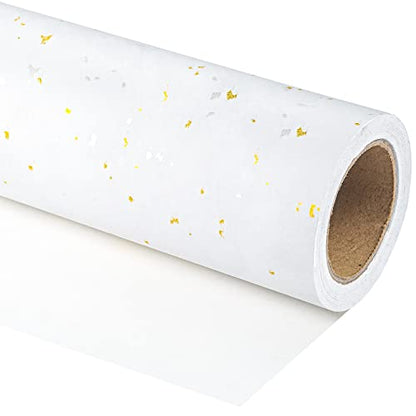 WRAPAHOLIC White Wrapping Paper Roll - Mini Roll - 17 Inch x 16.5 Feet - White Gold Design with Silky Touch Perfect for Birthday, Wedding, Baby Shower, Holiday - color: White, size: 17 inch x 16.5 feet