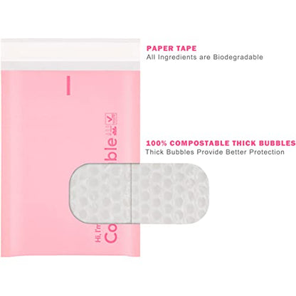 KTOB 6x10 100% Biodegradable Bubble Mailers - color: Pink, size: 6x10'' 25PCS