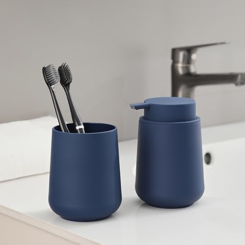 YAUKPH Bathroom Soap Dispenser and Toothbrush Holder Matte Blue - color: Matte Blue