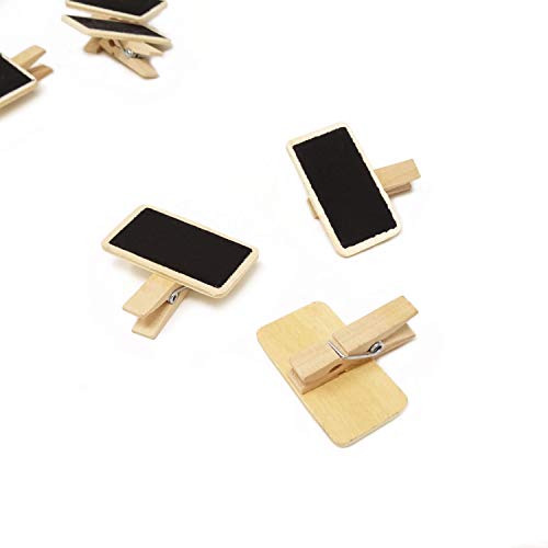 Honbay 30PCS Wooden Mini Rectangle Chalk Board Clips Message Chalk Board Signs for Home Note Taking