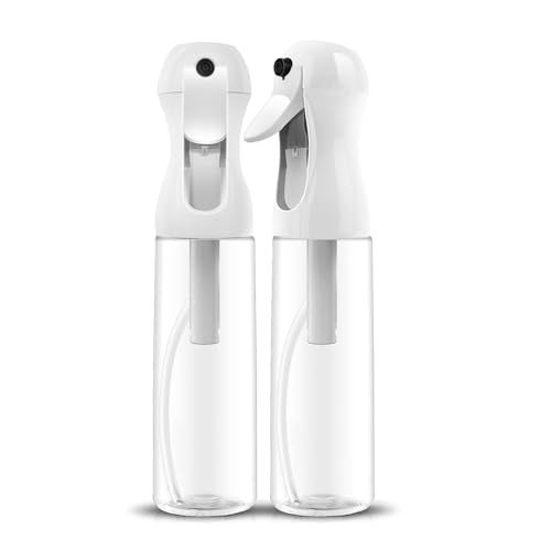 AMOMELA 2Pcs Continuous Spray Bottle For Hair,Ultra Fine Refillable Water Mister for Hair Styling, Plants, Cleaning, Salon, Misting & Skin Care 300ml - color: 300ML/CLEAR/2PACK
