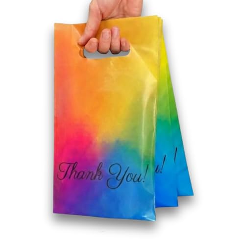 Donyson Rainbow Poly Mailers, 6x9, 100 Pack, Thank You Bags - color: Rainbow, size: 6x9 (100 Pack)