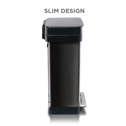 Clorox 13 Gallon Trash Can - 50L Kitchen Trash Can with Wide Step Pedal - Rectangular Black Stainless Garbage Bin with Hinged Rim and Odor Protection - color: Black Step