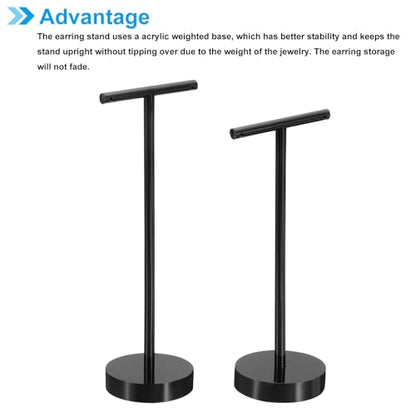 PATIKIL Earring Display Stands,2pcs Acrylic Earring Holder Earring Stands Storage Organizer Necklace T Rack for Jewelry Photography Necklace,Black - color: Black
