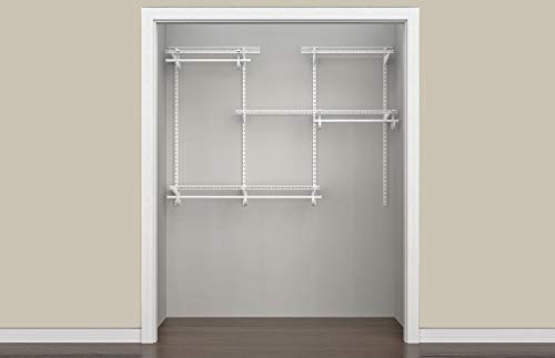 ClosetMaid ShelfTrack Wire Closet Organizer System, Adjustable from 4 to 6 Ft., With Shelves, Clothes Rods, Hardware, Durable Steel, White - color: White, size: 4 ft to 6 ft