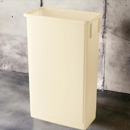 23 Gallon Beige Slim Tall Plastic Industrial Trash Cans for Kitchen and Restaurant - color: Beige, size: 23 Gallon