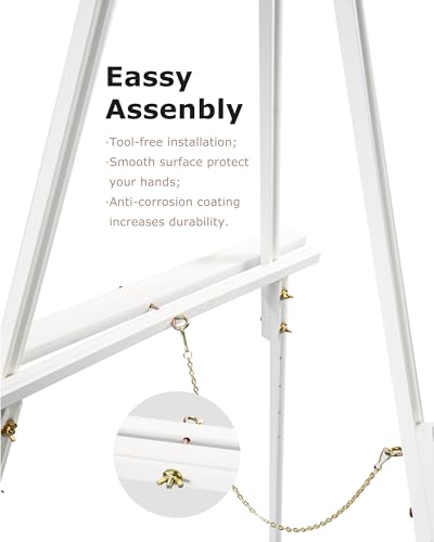 DJAR 3 Pcs 63" Adjustable Wooden Display Easel Stand for Sign - color: White, size: 3pcs