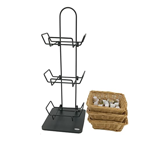 FixtureDisplays® Mini 3 Tier Wicker Basket Organizer Stand for Tabletop Display, 8.3 X 8.3 X 22.5" 119999-NPF