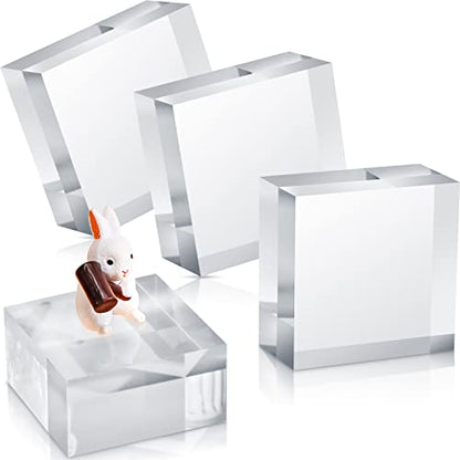 Vicenpal 4 Pieces Acrylic Square Display Block 2 x 2 x 1 Inches