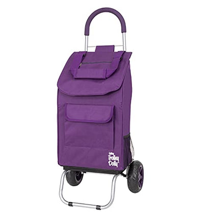 dbest products Trolley Dolly Purple Foldable Shopping cart for Groceries with Wheels and Removable Bag and Rolling Personal Handtruck Standard, 1 unit - color: Purple, style: Cart