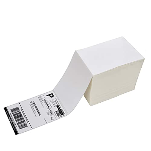 4 x 6 Thermal Shipping Labels with Perforations, 1000 Fanfold Direct Thermal Labels, Permanent Adhesive, White Mailing Labels for Thermal Printer - size: 1000 Labels
