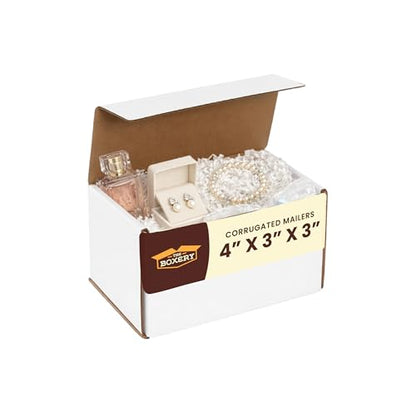 The Boxery Corrugated Mailers White Tuck Shipping Boxes (4x3x3) - size: 4x3x3