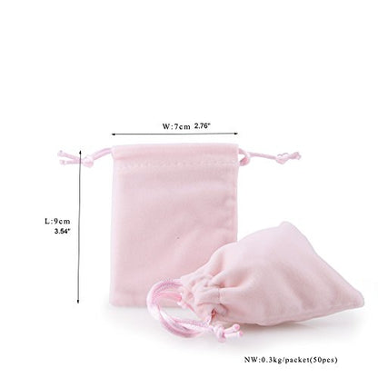 Oirlv Velvet Drawstring Pouches 2.76x3.54 Inch Pink Jewelry Travel Bags - color: Pink