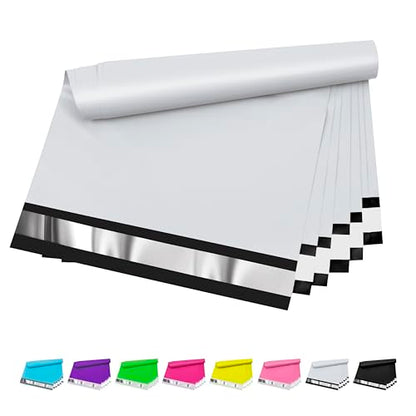 Poly Mailers 10 x 13 Inch, 25 Count, White 2.4 Mil Self-Seal Bags