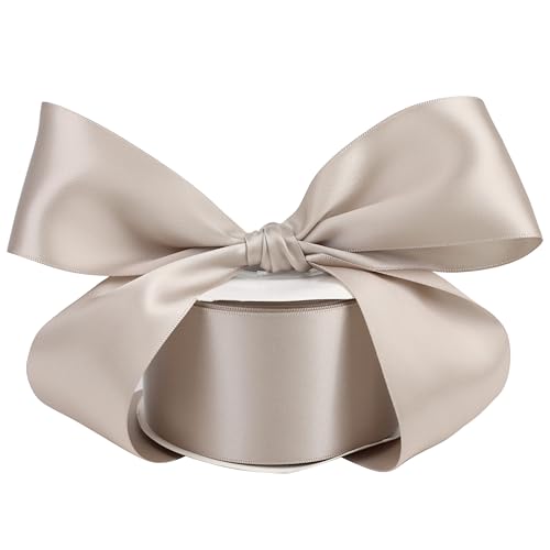 Taupe Double-Faced Satin Ribbon, 2 Inch x 25 Yards - color: Taupe