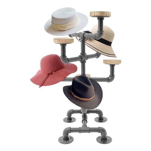 Tabletop Hat Rack Stand with 8 Hooks, 4 Tier - color: Black, style: Style D-8 Hooks