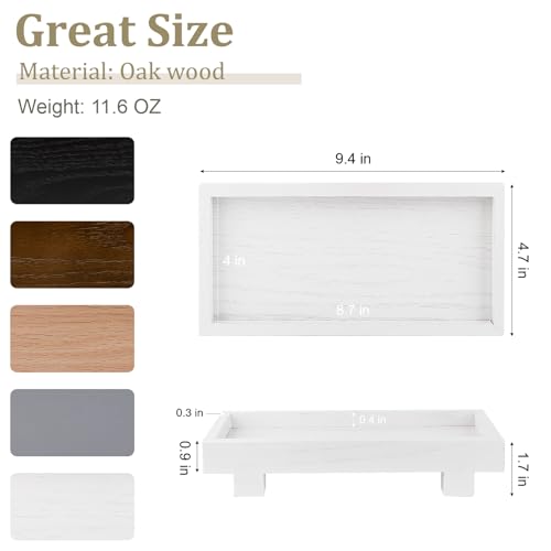 Bathroom Counter Tray Wooden Riser Display Kitchen Soap Holder, White - color: White, size: 9.4" x 4.7" x 1.7"