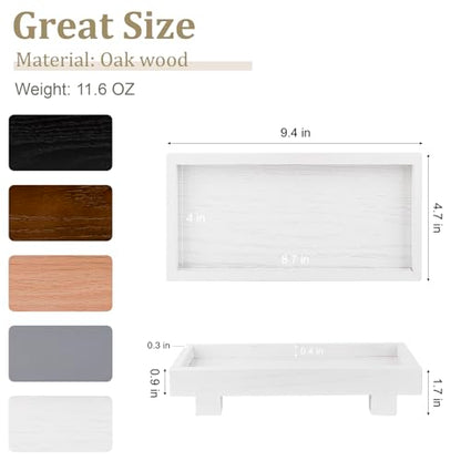 Bathroom Counter Tray Wooden Riser Display Kitchen Soap Holder, White - color: White, size: 9.4" x 4.7" x 1.7"