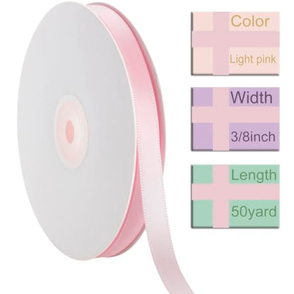 3/8 Inch Light Pink Ribbon 50Yards – Perfect for Gift Wrapping - color: Light Pink, size: 3/8"