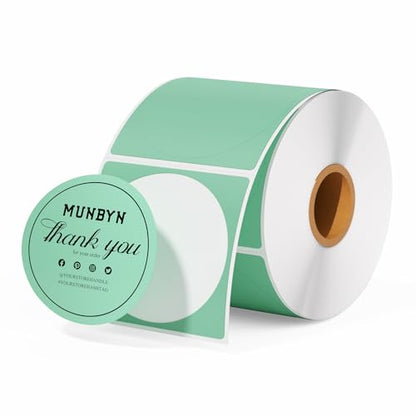 MUNBYN 2 Inch Green Circle Thermal Sticker Labels, 750 Labels/1 Roll - color: Green, size: 2inch