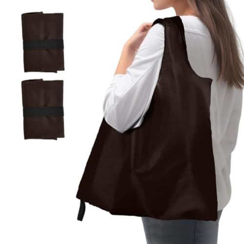 Foldable Shopping Bag, Reusable Grocery Bag Holder, Tote Bags - color: C8-brown 2