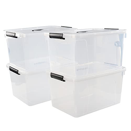 18 Quart Clear Plastic Storage Boxes, 4-Pack Storage Totes with Lids - size: 18 Quarts