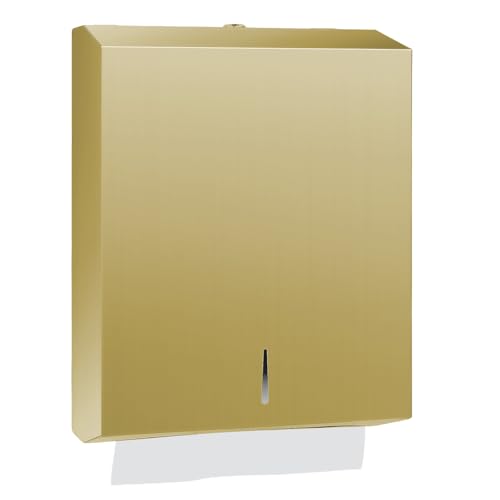 Stardrix Paper Towel Dispenser Wall Mount, Brushed Gold Stainless Steel Commercial Paper Towel Holder with Lock, Large Capacity 400 C Fold/525 Multifold Towels - color: Gold, size: 400 C Fold/525 Multi-Fold with Lock