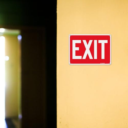 T&R Exit Sign - 2 Pack - 10 x 7 Inches Rust Free .040 Aluminum Reflective - UV Protected, Waterproof, Weatherproof and Fade Resistant - 4 Pre-drilled Holes - color: Red - 10" x 7" - 2 pack