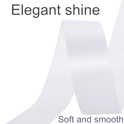 1 Inch White Ribbon 50Yards – Perfect for Gift Wrapping - color: White, size: 1"